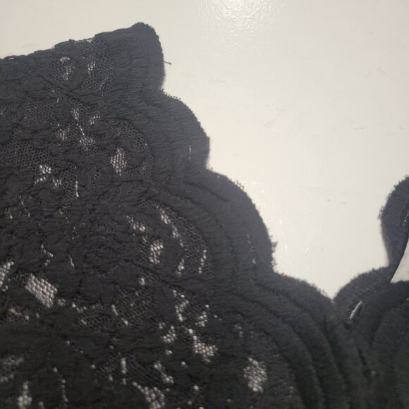 Black Lace Mesh See Through Top Long Sleeve Lace Blouse Size S/M - Picture 5 of 13